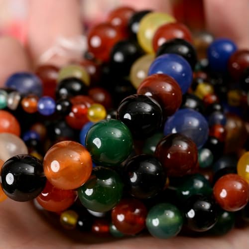 Natursteinperlen, Lava-Jaspis, Tigerauge, Quarz, Achate, runde lose Perlen zur Schmuckherstellung, DIY-Armbandzubehör, 4–12 mm, bunter Achat, ca. 61 Perlen Natursteinperlen, Lava-Jaspis, Tigerauge, Quarz, Achate, runde lose Perlen zur Schmuckherstellung, DIY-Armbandzubehör, 4–12 mm, bunter Achat, ca. 61 Perlen von LNHBZ