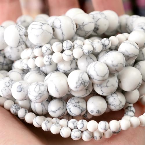 Natursteinperlen, Lava-Jaspis, Tigerauge, Quarz-Achat, runde lose Perlen zur Schmuckherstellung, DIY-Armbandzubehör, 4–12 mm, Howlith, 6 mm, ca. 61 Perlen Natursteinperlen, Lava-Jaspis, Tigerauge, Quarz-Achat, runde lose Perlen zur Schmuckherstellung, DIY-Armbandzubehör, 4–12 mm, Howlith, 6 mm, ca. 61 Perlen von LNHBZ