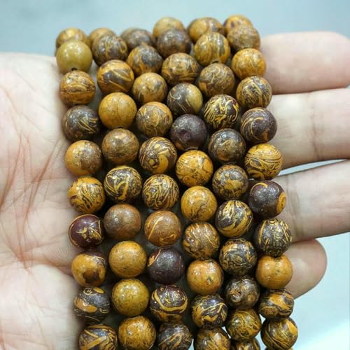 Natursteinperlen, blaues Tigerauge, runde lose Perlen, DIY-Charm-Armband, Ohrringe zur Schmuckherstellung, 38,1 cm Strang, 4/6/8/10/12/14,0 mm, Goldseidenjaspis, 14,0 mm, ca. 26 Stück von LNHBZ