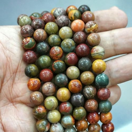 Natursteinperlen, blaues Tigerauge, runde lose Perlen, DIY-Charm-Armband, Ohrringe zur Schmuckherstellung, 38,1 cm Strang, 4/6/8/10/12/14,0 mm, Picasso-Jaspis, 14,0 mm, ca. 26 Stück von LNHBZ