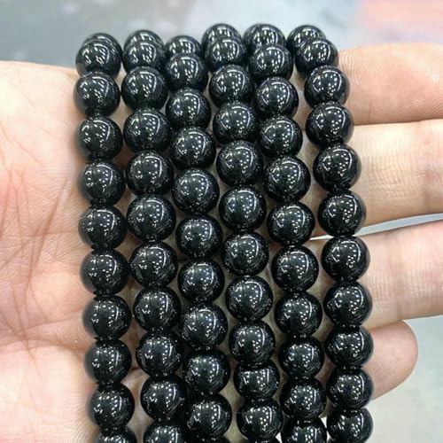 Natursteinperlen, blaues Tigerauge, runde lose Perlen, DIY-Charm-Armband, Ohrringe zur Schmuckherstellung, 38,1 cm Strang, 4/6/8/10/12/14,0 mm, Schwarzquarz, 4,0 mm, ca. 92 Stück von LNHBZ