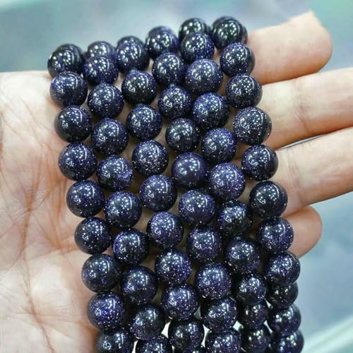 Natursteinperlen, blaues Tigerauge, runde lose Perlen, DIY-Charm-Armband, Ohrringe zur Schmuckherstellung, 38,1 cm Strang, 4/6/8/10/12/14,0 mm, blauer Sandstein, 12 mm, ca. 30 Stück von LNHBZ
