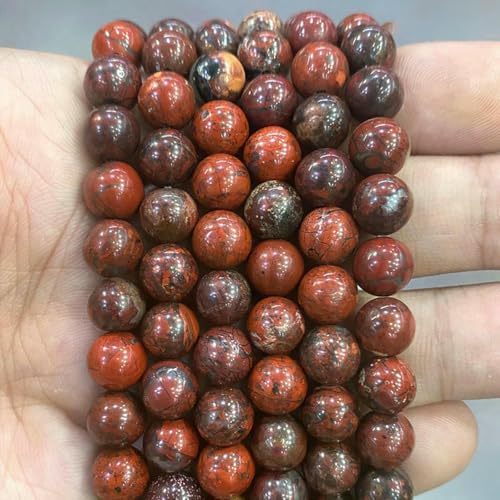Natursteinperlen, blaues Tigerauge, runde lose Perlen, DIY-Charm-Armband, Ohrringe zur Schmuckherstellung, 38,1 cm Strang, 4/6/8/10/12/14,0 mm, rot brekziiert, 14,0 mm, ca. 26 Stück von LNHBZ