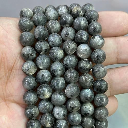 Natursteinperlen, blaues Tigerauge, runde lose Perlen, DIY-Charm-Armband, Ohrringe zur Schmuckherstellung, 38,1 cm Strang, 4/6/8/10/12/14,0 mm, schwarzer Labradorit, 14,0 mm, ca. 26 Stück von LNHBZ