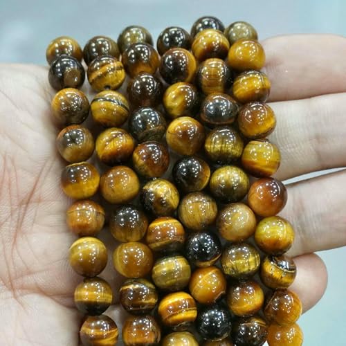 Natursteinperlen, blaues Tigerauge, runde lose Perlen, DIY-Charm-Armband, Ohrringe zur Schmuckherstellung, 38,1 cm Strang, 4/6/8/10/12/14,0 mm – Tigerauge-Stein – 14,0 mm – ca. 26 Stück von LNHBZ