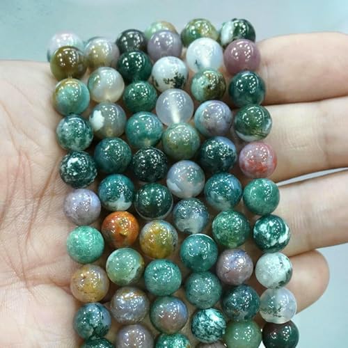 Natursteinperlen, blaues Tigerauge, runde lose Perlen, DIY-Charm-Armband, Ohrringe zur Schmuckherstellung, 38,1 cm Strang, 4/6/8/10/12/14,0 mm – indische Achate – 14,0 mm – ca. 26 Stück von LNHBZ