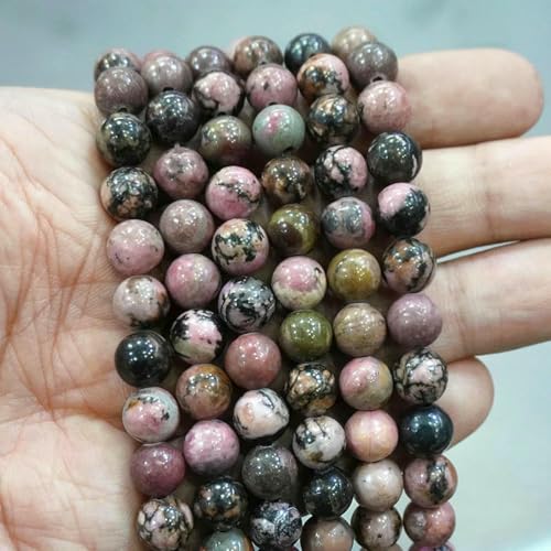 Natursteinperlen, blaues Tigerauge, runde lose Perlen, DIY-Charm-Armband, Ohrringe zur Schmuckherstellung, 38,1 cm Strang, 4/6/8/10/12/14,0 mm – schwarzer Spitzen-Rhodonit, 4,0 mm, ca. 92 Stück von LNHBZ