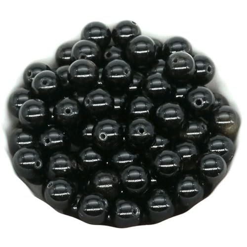 Natursteinperlen zur Schmuckherstellung, Tigerauge, Amethyst, Reiki-Quarz, Heilkristall, lose Abstandshalter, Charms, DIY-Armband, Halskette, Gold-Obsidian, 6 mm, 40 Stück von LNHBZ