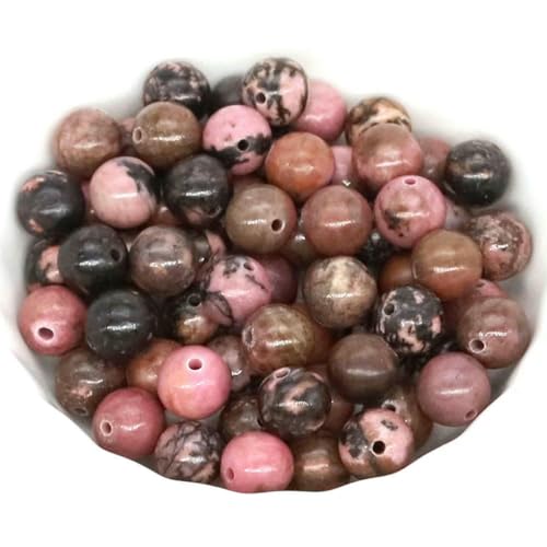 Natursteinperlen zur Schmuckherstellung, Tigerauge, Amethyst, Reiki-Quarz, Heilkristall, lose Abstandshalter, Charms, DIY-Armband, Halskette, Rosa, Schwarz, Rhodonit, 8 mm, 30 Stück von LNHBZ