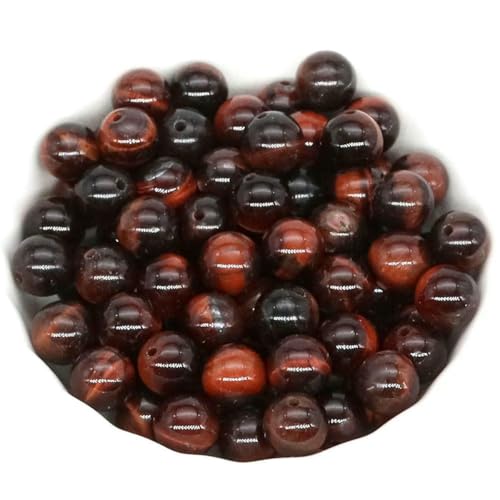 Natursteinperlen zur Schmuckherstellung, Tigerauge, Amethyst, Reiki-Quarz, Heilkristall, lose Abstandshalter, Charms, DIY-Armband, Halskette, Roter Tigerauge, 6 mm, 40 Stück von LNHBZ