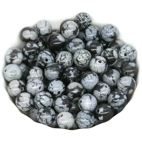 Natursteinperlen zur Schmuckherstellung, Tigerauge, Amethyst, Reiki-Quarz, Heilkristall, lose Abstandshalter, Charms, DIY-Armband, Halskette, Schneeflocken-Obsidian, 4,0 mm, 85–90 Stück von LNHBZ