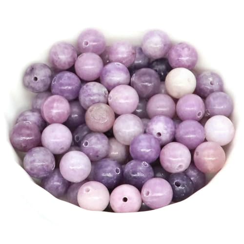 Natursteinperlen zur Schmuckherstellung, Tigerauge, Amethyst, Reiki-Quarz, Heilkristall, lose Abstandshalter, Charms, DIY-Armband, Halskette, lila Lepidolith, 10 mm, 20 Stück von LNHBZ