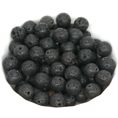 Natursteinperlen zur Schmuckherstellung, Tigerauge, Amethyst, Reiki-Quarz, Heilkristall, lose Abstandshalter, Charms, DIY-Armband, Halskette – Schwarze Vulkanlava – 6 mm – 60 Stück von LNHBZ