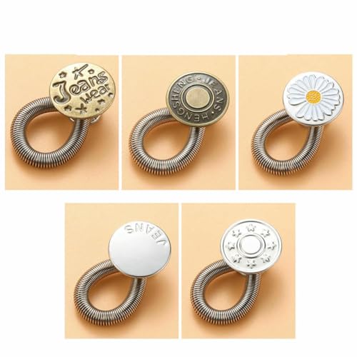 Neu 10/5/4/2PC Metallknopfverlängerung zum Nähen von Hosen, Jeans, verstellbare, einziehbare Taillenverlängerungen, Knopfbund-Expander, zufällig 5 Stück Neu 10/5/4/2PC Metallknopfverlängerung zum Nähen von Hosen, Jeans, verstellbare, einziehbare Taillenverlängerungen, Knopfbund-Expander, zufällig 5 Stück von LNHBZ