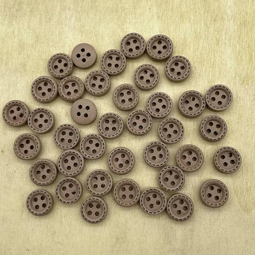 Neue 50 Stück 10 mm 4-Loch Mini-Farbknöpfe Gepunkteter Faden Holzknöpfe Bekleidungszubehör, Hochzeitsdekoration, Nähzubehör-10 von LNHBZ