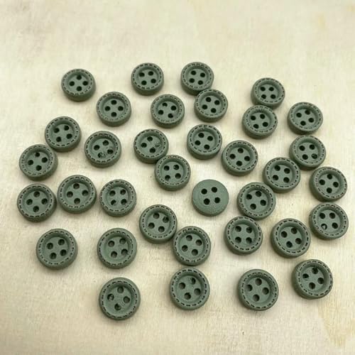 Neue 50 Stück 10 mm 4-Loch Mini-Farbknöpfe Gepunkteter Faden Holzknöpfe Bekleidungszubehör, Hochzeitsdekoration, Nähzubehör-12 von LNHBZ