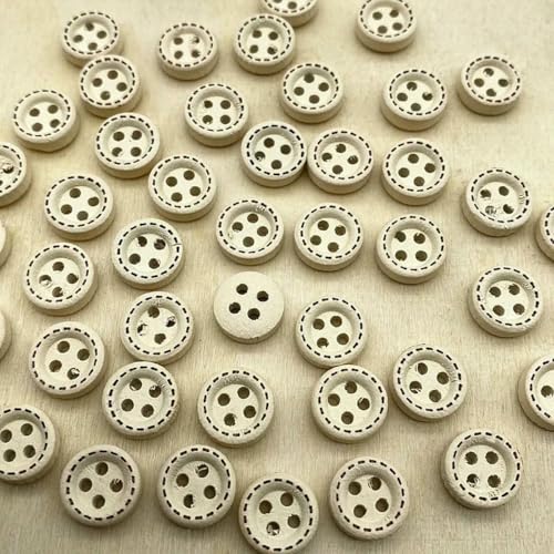 Neue 50 Stück 10 mm 4-Loch Mini-Farbknöpfe Gepunkteter Faden Holzknöpfe Bekleidungszubehör, Hochzeitsdekoration, Nähzubehör-57 von LNHBZ