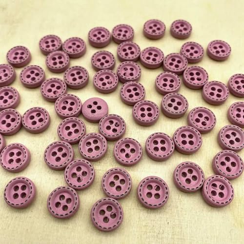 Neue 50 Stück 10 mm 4-Loch Mini-Farbknöpfe Gepunkteter Faden Holzknöpfe Bekleidungszubehör, Hochzeitsdekoration, Nähzubehör-58 von LNHBZ