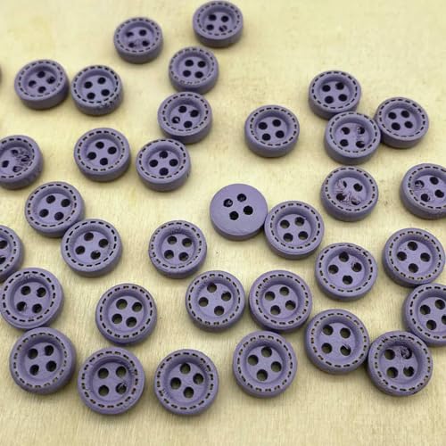 Neue 50 Stück 10 mm 4-Loch Mini-Farbknöpfe Gepunkteter Faden Holzknöpfe Bekleidungszubehör, Hochzeitsdekoration, Nähzubehör-59 von LNHBZ