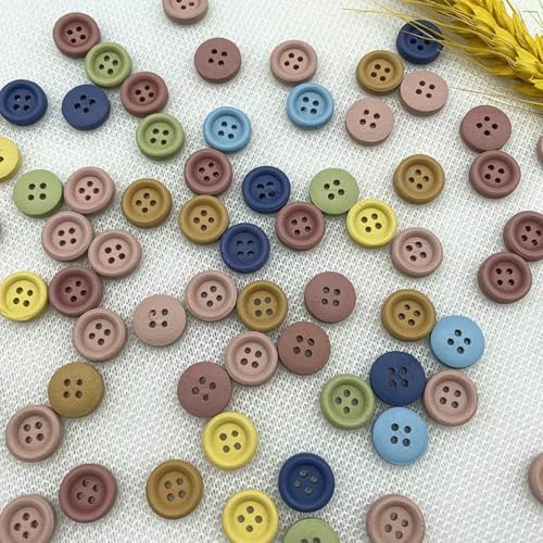 Neuer runder Kinderknopf aus Holz, 10–25 mm, Farbe: handgefertigt, für Sammelalben, Hochzeitsdekoration, Nähzubehör, 15 mm (30 Stück) von LNHBZ