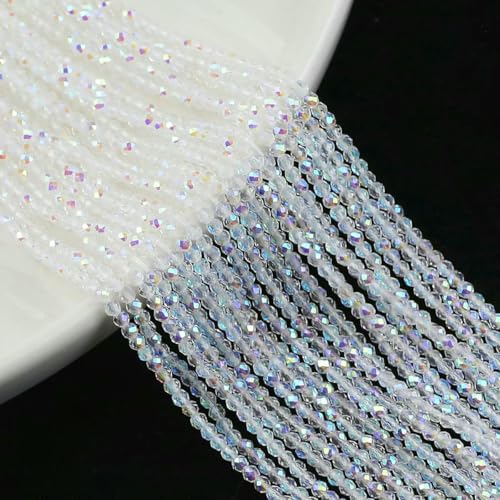 Österreichische Kristallweiß-AB-Glasperlen 3/4/6/8 mm, transparent, mit Loch, lose Perlen für die Herstellung von DIY-Schmuck, Armbänder, Bastelbedarf, facettiert, 2 mm Österreichische Kristallweiß-AB-Glasperlen 3/4/6/8 mm, transparent, mit Loch, lose Perlen für die Herstellung von DIY-Schmuck, Armbänder, Bastelbedarf, facettiert, 2 mm von LNHBZ