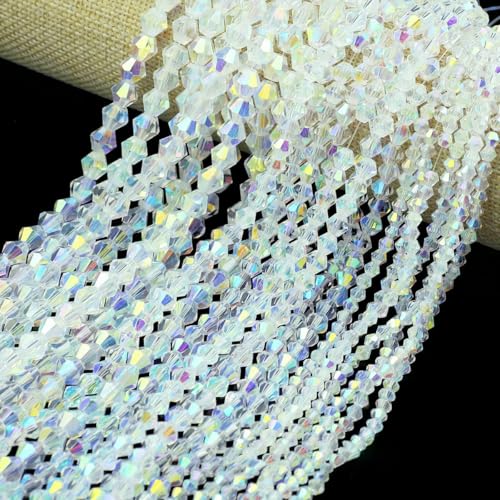 Österreichische Kristallweiß-AB-Glasperlen 3/4/6/8 mm transparent mit Loch, lose Perlen für die Herstellung von DIY-Schmuck, Armbänder, Bastelbedarf, Doppelkegel 4,0 mm Österreichische Kristallweiß-AB-Glasperlen 3/4/6/8 mm transparent mit Loch, lose Perlen für die Herstellung von DIY-Schmuck, Armbänder, Bastelbedarf, Doppelkegel 4,0 mm von LNHBZ