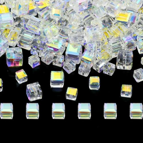 Österreichische Kristallweiß-AB-Glasperlen 3/4/6/8 mm transparent mit Loch, lose Perlen für die Herstellung von DIY-Schmuck, Armbändern, Bastelbedarf, Würfel 6 mm Österreichische Kristallweiß-AB-Glasperlen 3/4/6/8 mm transparent mit Loch, lose Perlen für die Herstellung von DIY-Schmuck, Armbändern, Bastelbedarf, Würfel 6 mm von LNHBZ