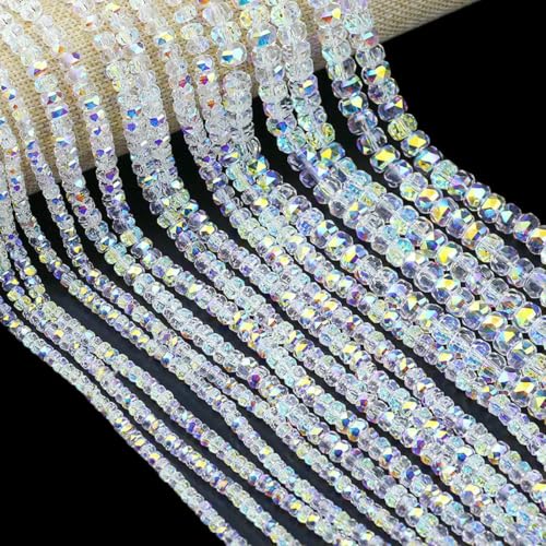 Österreichische Kristallweiß-AB-Glasperlen 3/4/6/8 mm transparent mit Loch, lose Perlen für die Herstellung von DIY-Schmuck, Armbändern und Bastelbedarf, flach 6 mm Österreichische Kristallweiß-AB-Glasperlen 3/4/6/8 mm transparent mit Loch, lose Perlen für die Herstellung von DIY-Schmuck, Armbändern und Bastelbedarf, flach 6 mm von LNHBZ
