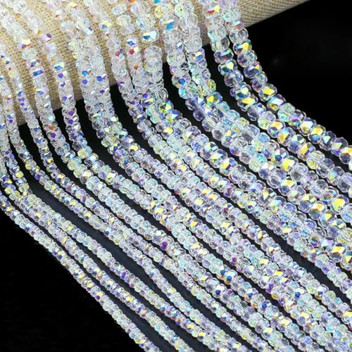 Österreichische Kristallweiß-AB-Glasperlen 3/4/6/8 mm transparent mit Loch, lose Perlen für die Herstellung von DIY-Schmuck, Armbändern und Bastelbedarf, flach 8 mm Österreichische Kristallweiß-AB-Glasperlen 3/4/6/8 mm transparent mit Loch, lose Perlen für die Herstellung von DIY-Schmuck, Armbändern und Bastelbedarf, flach 8 mm von LNHBZ