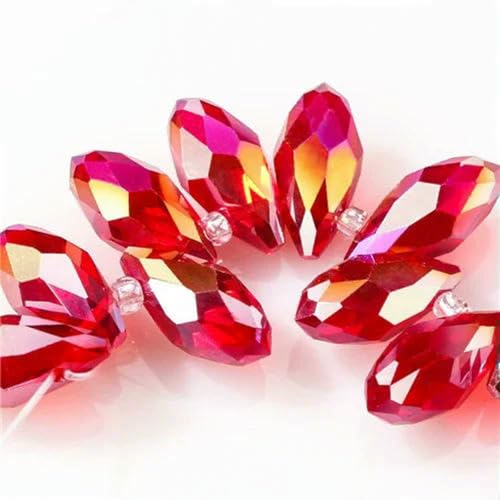 Österreichische mehrfarbige Glasperlen in Tropfenform zur Schmuckherstellung, Halskette, DIY-Zubehör, facettierte Kristall-Briolette-Perlen, Großhandel, Z017AB, 6 x 12 mm, 50 Stück von LNHBZ
