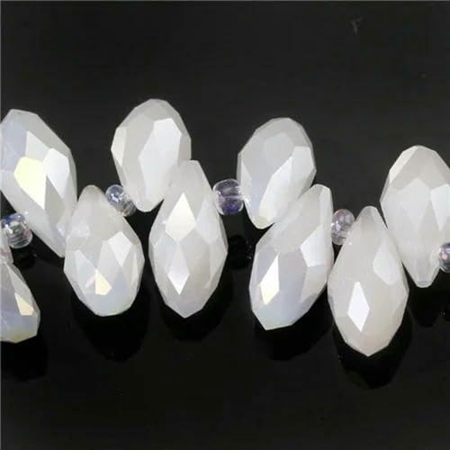 Österreichische mehrfarbige Glasperlen in Tropfenform zur Schmuckherstellung, Halskette, DIY-Zubehör, facettierte Kristall-Briolette-Perlen, Großhandel, Z023AB, 8 x 13,0 mm, 50 Stück von LNHBZ