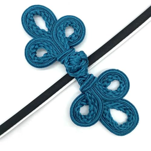 Paar chinesische Knotenknöpfe, handgefertigt, Cheongsam, Froschverschluss, Knöpfe, Verschluss, DIY-Kleidung, Handarbeit, Nähzubehör, Pfauenblau von LNHBZ