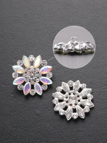 Stück/Beutel mit luxuriösen, ausgehöhlten Strasssteinen in Blumenform, Metallknöpfe, für Kleidung, Taschen, Schuhe, Hüte, Schmuckzubehör – mehrfarbig – 16 mm – 4 Stück von LNHBZ