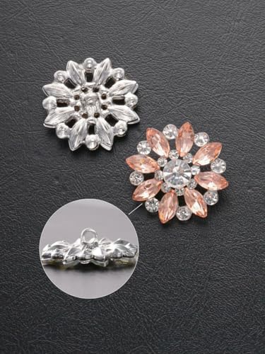 Stück/Beutel mit luxuriösen, ausgehöhlten Strasssteinen in Blumenform, Metallknöpfe, für Kleidung, Taschen, Schuhe, Hüte und Schmuckzubehör – Pfirsichfarben – 16 mm – 4 Stück von LNHBZ