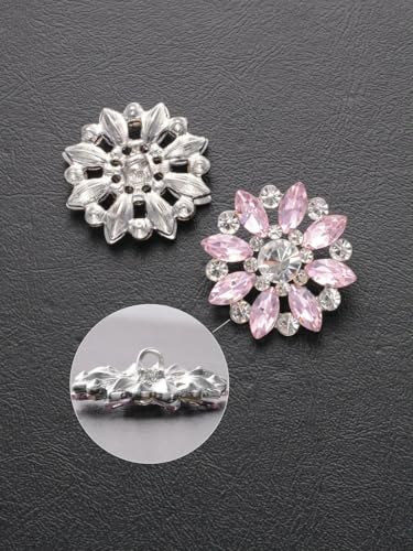 Stück/Beutel mit luxuriösen, ausgehöhlten Strasssteinen mit Blumenmotiv, Metallknöpfe, Kleidungstaschen, Schuhe, Hüte, Schmuckzubehör-Rosa-29 mm-4 Stück von LNHBZ
