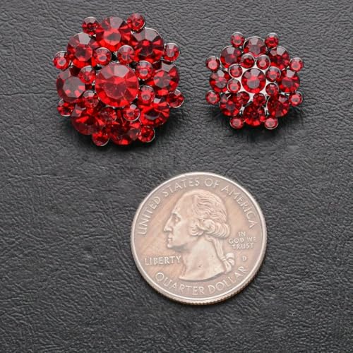Stück 18/24,0 mm zarte, funkelnde Knöpfe in Blumenform mit Strasssteinen für Luxuskleidung, dekorative DIY-Nähknöpfe aus Metall, Rot, 18 mm von LNHBZ