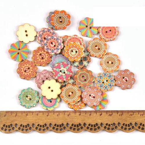 Vintage Gemischte Malerei Holzknöpfe zum Basteln Scrapbooking Nähen Kleidung Knopf DIY Kinderbekleidung Zubehör 15-35mm M1893-MT1893-10 von LNHBZ