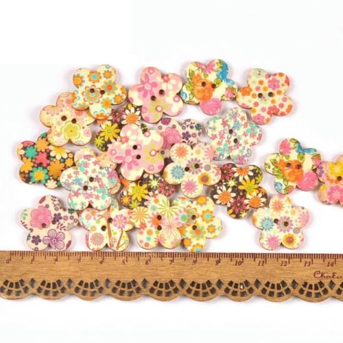 Vintage Gemischte Malerei Holzknöpfe zum Basteln Scrapbooking Nähen Kleidung Knopf DIY Kinderbekleidung Zubehör 15-35mm M1893-MT1893-2 von LNHBZ