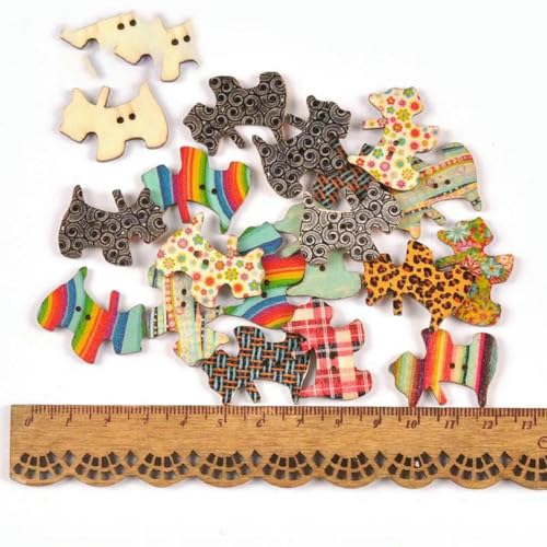 Vintage Gemischte Malerei Holzknöpfe zum Basteln Scrapbooking Nähen Kleidung Knopf DIY Kinderbekleidung Zubehör 15-35mm M1893-MT1893-8 von LNHBZ