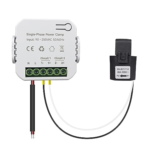 Smart Meter-Leistungsschalter Tuya Einphasen-Energiezähler 80A mit CT-Klemme App Kwh Stromverbrauch Monitor Stromstatistik AC 50/60Hz(With 1 CT) von LNHHG