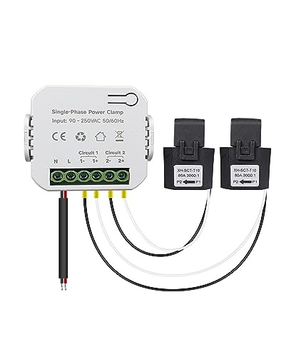 Smart Meter-Leistungsschalter Tuya Einphasen-Energiezähler 80A mit CT-Klemme App Kwh Stromverbrauch Monitor Stromstatistik AC 50/60Hz(With 2 CT) von LNHHG