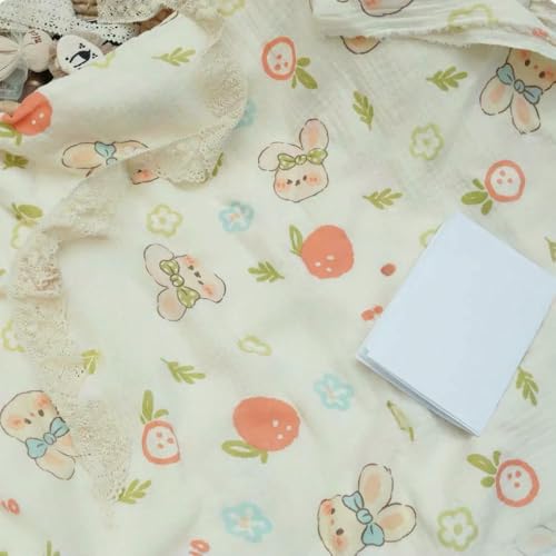 Baumwoll-Doppelschicht-Gaze-Stoff, faltig, Bedruckt, Bär, Meterware für Babykleidung, Laken, DIY, Nähen, weiches Tuch, weiß, 2 m Baumwoll-Doppelschicht-Gaze-Stoff, faltig, Bedruckt, Bär, Meterware für Babykleidung, Laken, DIY, Nähen, weiches Tuch, weiß, 2 m von LNKUGN