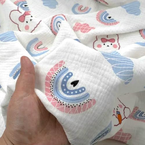 LNKUGN Baumwoll-Doppelschicht-Gaze-Stoff Meterware für Babykleidung Pyjamas DIY Nähen Anime Cartoon Bedrucktes Krepptextil Weich LNKUGN Baumwoll-Doppelschicht-Gaze-Stoff Meterware für Babykleidung Pyjamas DIY Nähen Anime Cartoon Bedrucktes Krepptextil Weich von LNKUGN