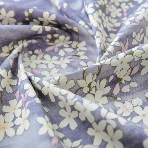 LNKUGN Leichter und dünner Stoff mit Kirschblüten-Blumendruck zum Nähen von Kleidung, DIY, handgefertigt, pro halben Meter von LNKUGN
