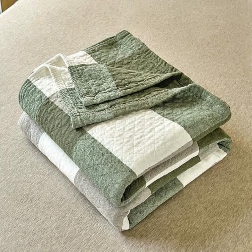 LNKUGN Minimalistische Bettwäsche, Baumwollfrottee, kühle Decke für den Sommer, dreilagiger Überwurf, kariert auf dem Sofa, maschinenwaschbare Steppdecke für das Bett LNKUGN Minimalistische Bettwäsche, Baumwollfrottee, kühle Decke für den Sommer, dreilagiger Überwurf, kariert auf dem Sofa, maschinenwaschbare Steppdecke für das Bett von LNKUGN