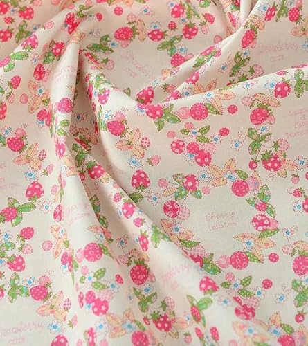 LNKUGN Rosa Erdbeer-Baumwollstoff, süße Girlande, kariert, zum Nähen von Kleidung, DIY, handgefertigt, pro halben Meter LNKUGN Rosa Erdbeer-Baumwollstoff, süße Girlande, kariert, zum Nähen von Kleidung, DIY, handgefertigt, pro halben Meter von LNKUGN