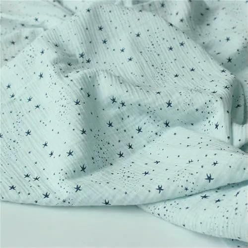 LNKUGN Weicher, dünner Baumwollstoff mit Doppelkrepp und Sternstruktur, zum Herstellen von Hemden, Kleidern, Unterwäsche und Stoffen, 160 g/m², 135 cm x 50 cm von LNKUGN