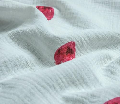 LNKUGN Weicher Doppelkrepp-Gazestoff mit Cartoon-Kirschdruck, Baumwollstoff, DIY-Nähkleidung, Baby, atmungsaktive Textur, 0,5 m/1 m/2 m LNKUGN Weicher Doppelkrepp-Gazestoff mit Cartoon-Kirschdruck, Baumwollstoff, DIY-Nähkleidung, Baby, atmungsaktive Textur, 0,5 m/1 m/2 m von LNKUGN