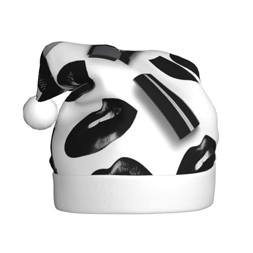 LNNIUK Coole schwarze Lippenstift-Lippen-Druck, Weihnachtsmütze, Plüsch-Weihnachtsmannmütze, lustige Weihnachtsmütze für Erwachsene, Weihnachtsfeier, Gastgeschenke LNNIUK Coole schwarze Lippenstift-Lippen-Druck, Weihnachtsmütze, Plüsch-Weihnachtsmannmütze, lustige Weihnachtsmütze für Erwachsene, Weihnachtsfeier, Gastgeschenke von LNNIUK