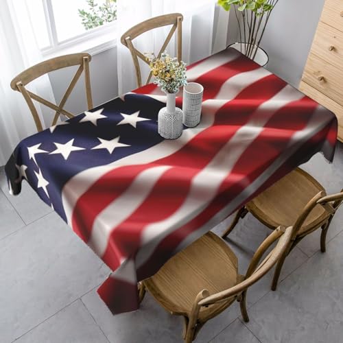 LNNIUK Rechteckige Tischdecke mit amerikanischer Flagge, Küchentischdecke für Esszimmer, Party, Bauernhaus, Picknick im Freien LNNIUK Rechteckige Tischdecke mit amerikanischer Flagge, Küchentischdecke für Esszimmer, Party, Bauernhaus, Picknick im Freien von LNNIUK